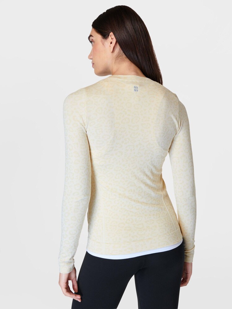 Sweaty Betty Beige Leopard Marks Jacquard Glisten Seamless Jumper - Image 2 of 7