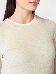Sweaty Betty Beige Leopard Marks Jacquard Glisten Seamless Jumper - Image 6 of 7