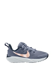 Nike Grey Pink Junior Star Runner 4 Trainers - Image 1 of 4