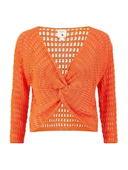 Yumi Orange 100% Cotton Crochet Knitted Top - Image 5 of 5