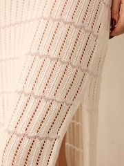 Ro&Zo White Open Stitch Knit Collar Midi Dress - Image 5 of 6
