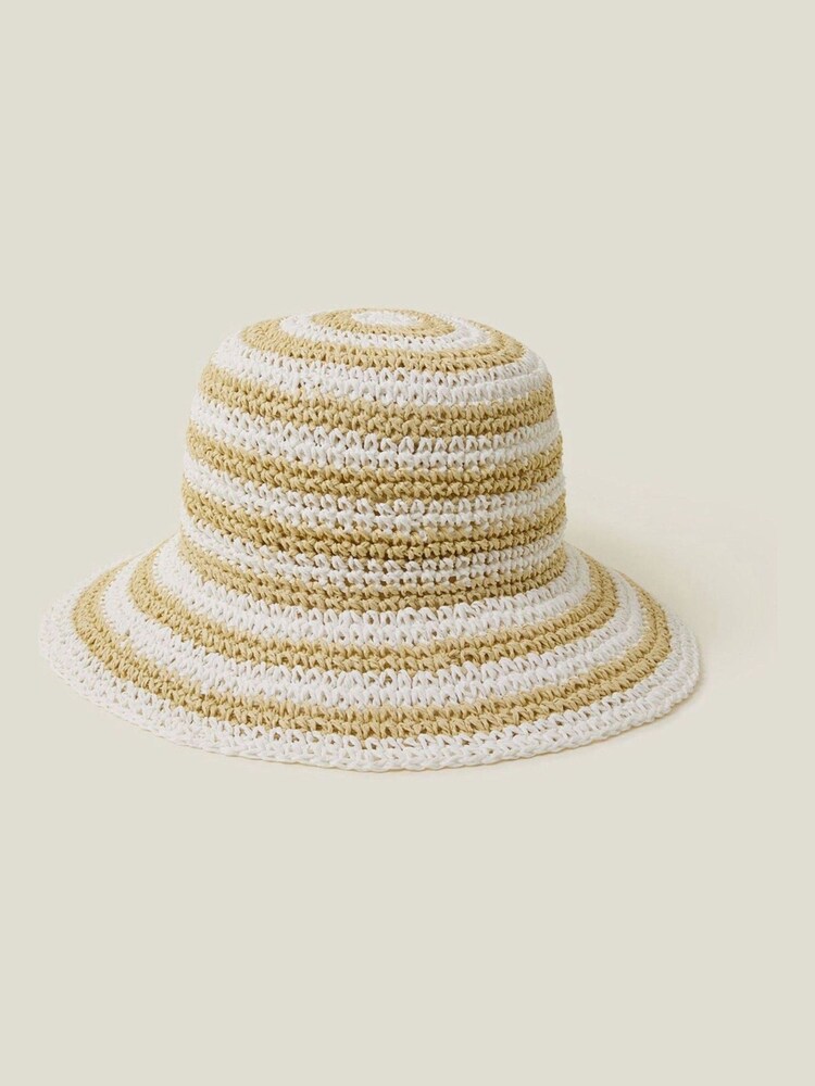 Accessorize Natural Stripe Bucket Hat - Image 1 of 3