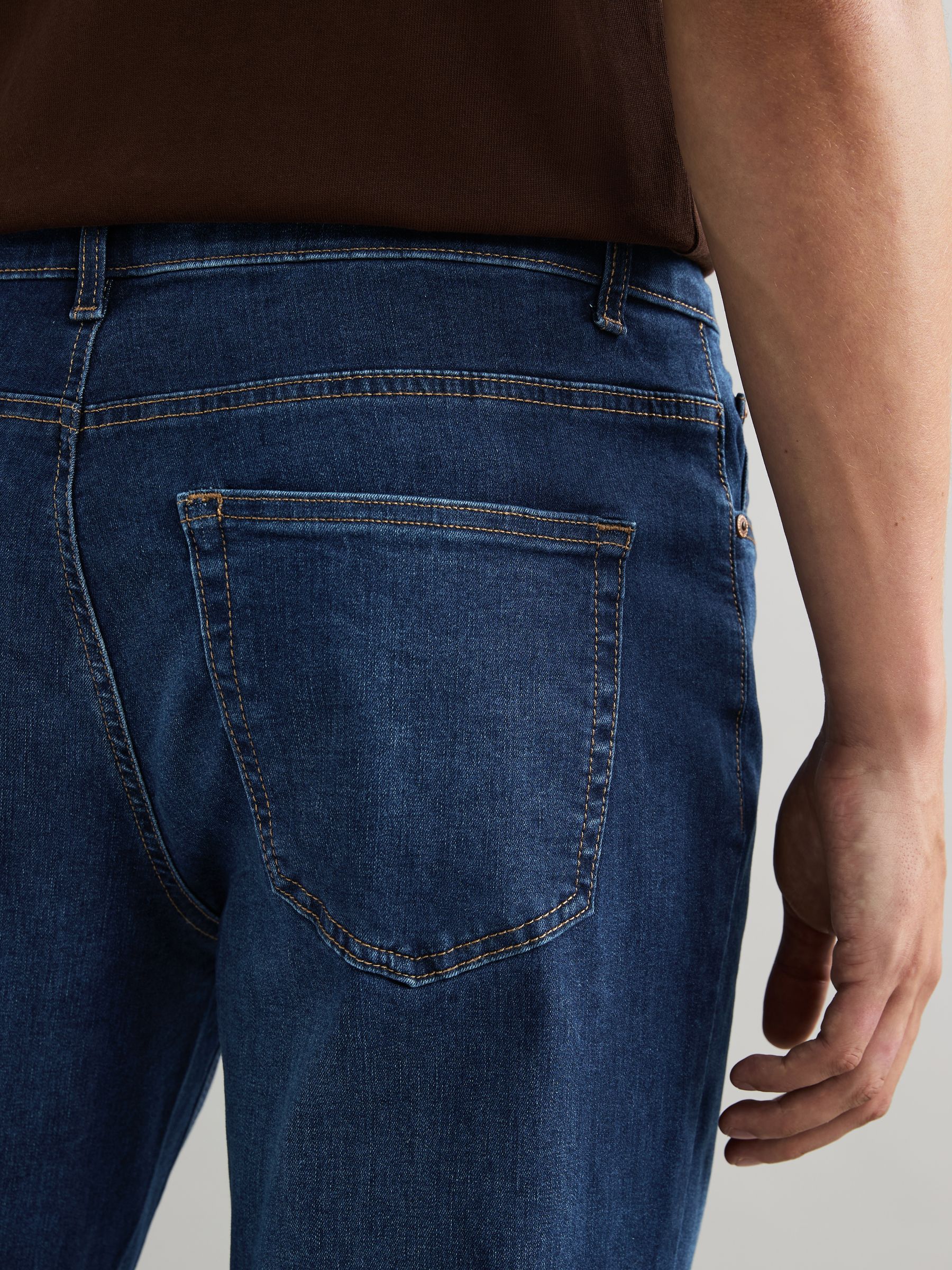 Buy Blue Mid Regular Tapered Fit Classic Stretch Jeans from Next