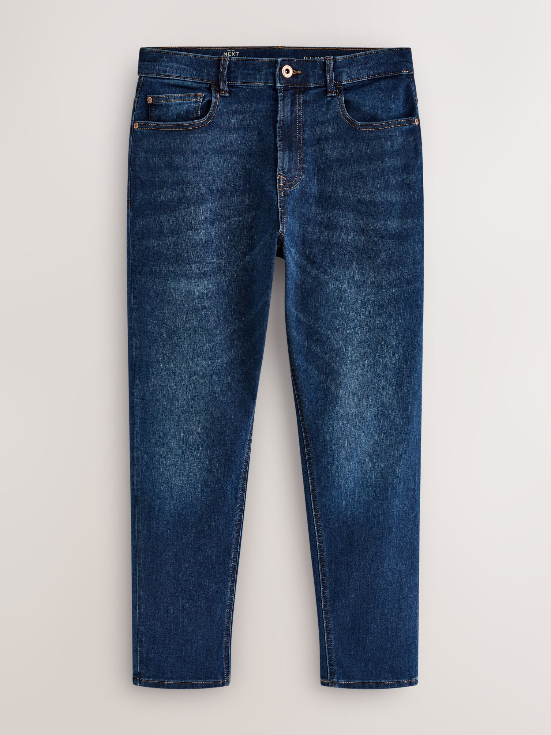 Buy Blue Mid Regular Tapered Fit Straight Fit Classic Stretch