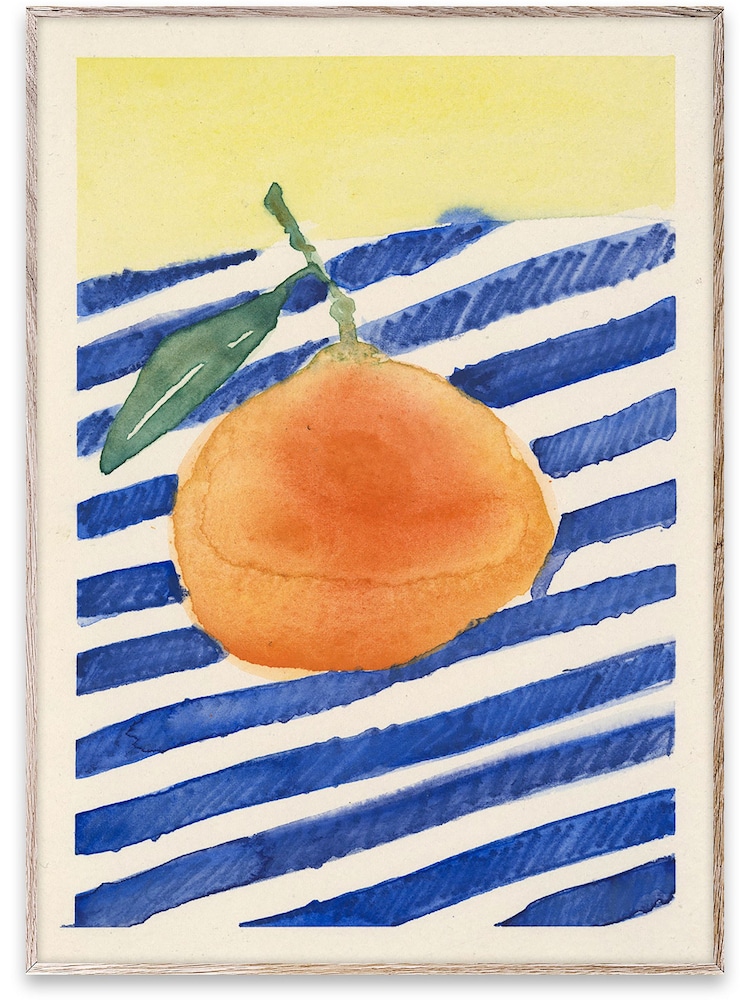 Paper Collective Yellow Orange Framed Wall Art Print in Naural Oak Frame - Image 1 of 3