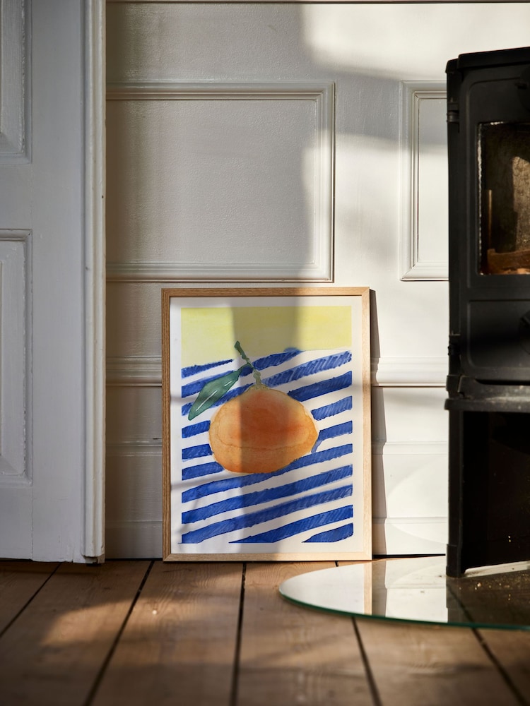 Paper Collective Yellow Orange Framed Wall Art Print in Naural Oak Frame - Image 3 of 3