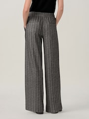 Charcoal Grey Pinstripe Brushed Jersey Wide Leg Trousers - Image 3 of 7