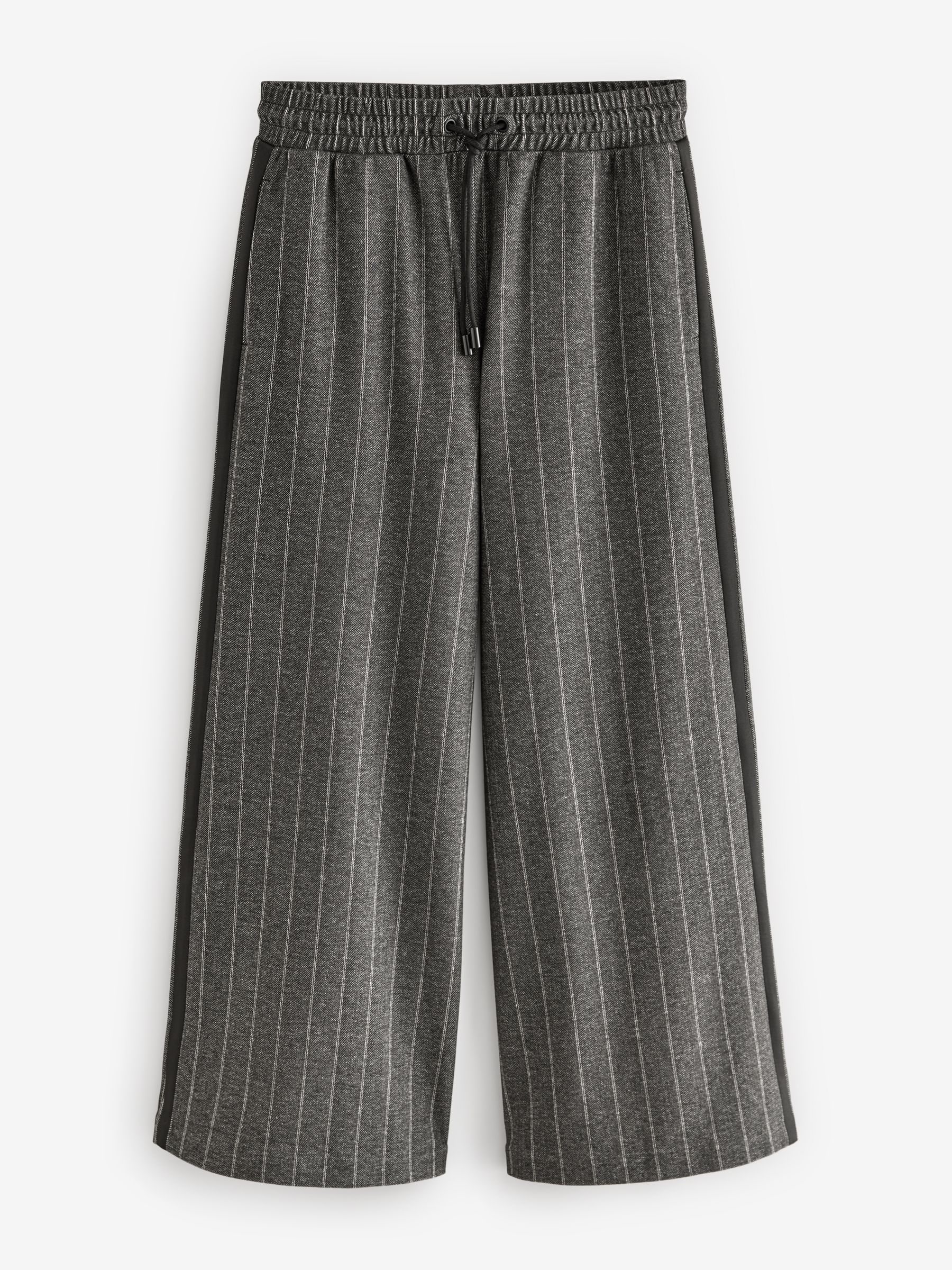 Buy Charcoal Grey Pinstripe Brushed Jersey Wide Leg Trousers
