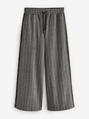 Charcoal Grey Pinstripe Brushed Jersey Wide Leg Trousers - Image 5 of 7