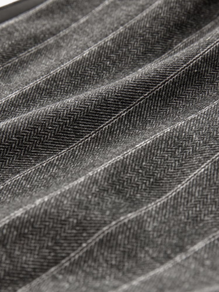 Charcoal Grey Pinstripe Brushed Jersey Wide Leg Trousers - Image 7 of 7