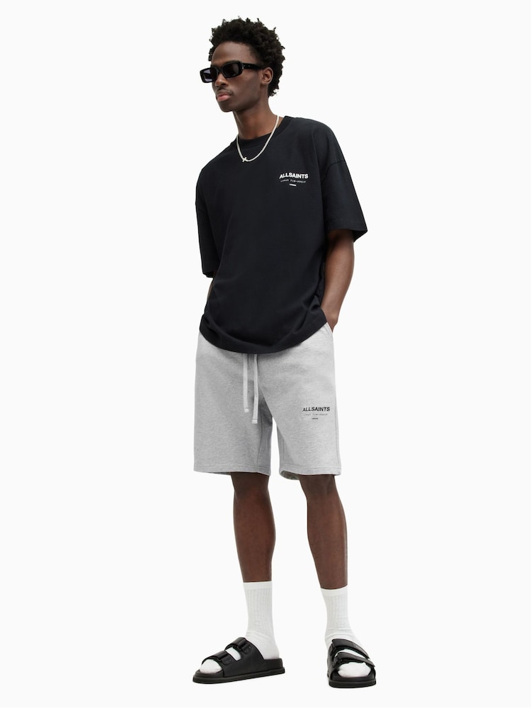 AllSaints Grey 100% Cotton Underground Sweat Shorts - Image 2 of 8