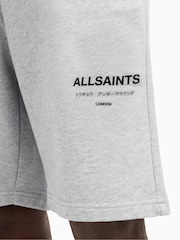 AllSaints Grey 100% Cotton Underground Sweat Shorts - Image 4 of 8