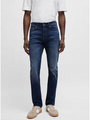 BOSS Dark Blue Tapered Fit Super Stretch Denim Jeans - Image 1 of 5