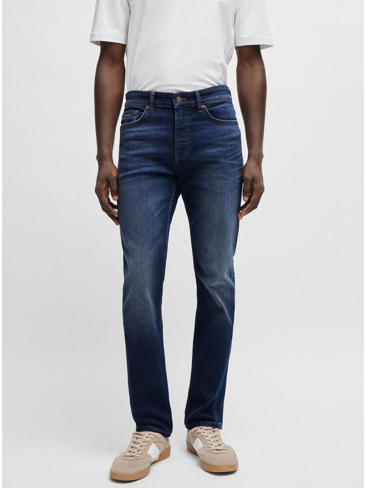 BOSS Dark Blue Tapered Fit Super Stretch Denim Jeans - Image 1 of 5