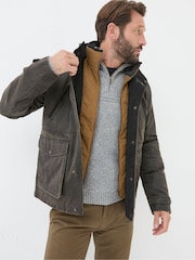 FatFace Broadsands Brown Funnel Neck Jacket - Image 1 of 6
