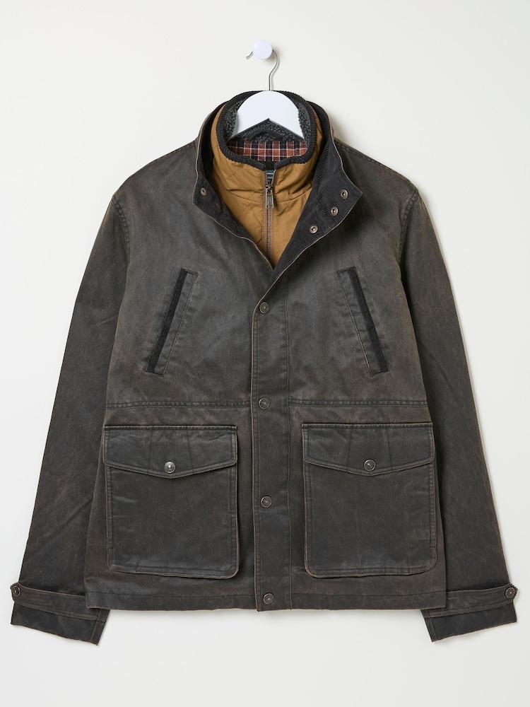 FatFace Broadsands Brown Funnel Neck Jacket - Image 6 of 6