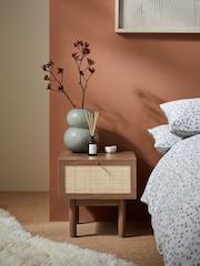 MADE.COM Dark Oak Effect Pavia Rattan Bedside Table - Image 1 of 6