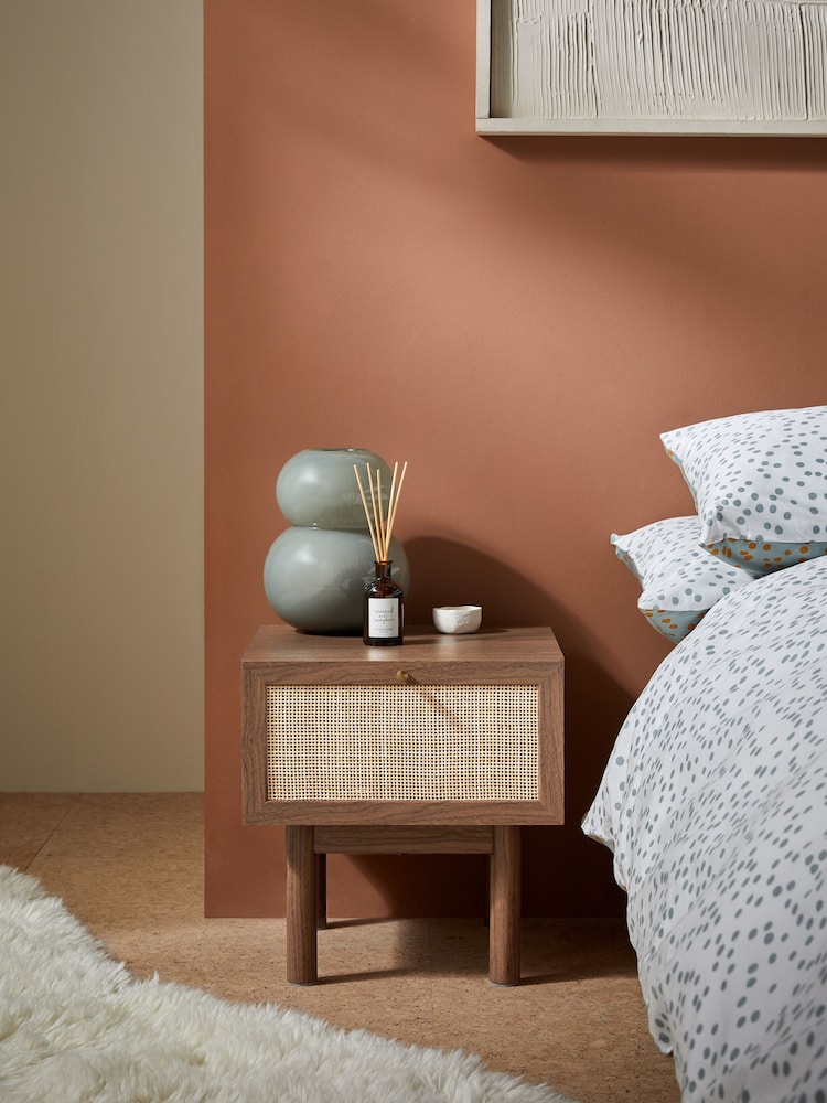 MADE.COM Dark Oak Effect Pavia Rattan Bedside Table - Image 2 of 6