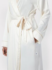 Chelsea Peers Cream Satin Fringe-Trim Dressing Gown - Image 5 of 5