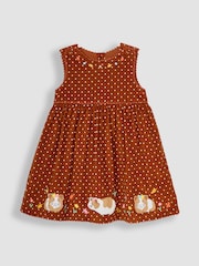 JoJo Maman Bébé Brown Guinea Pig Apploque Cord Dress - Image 1 of 3
