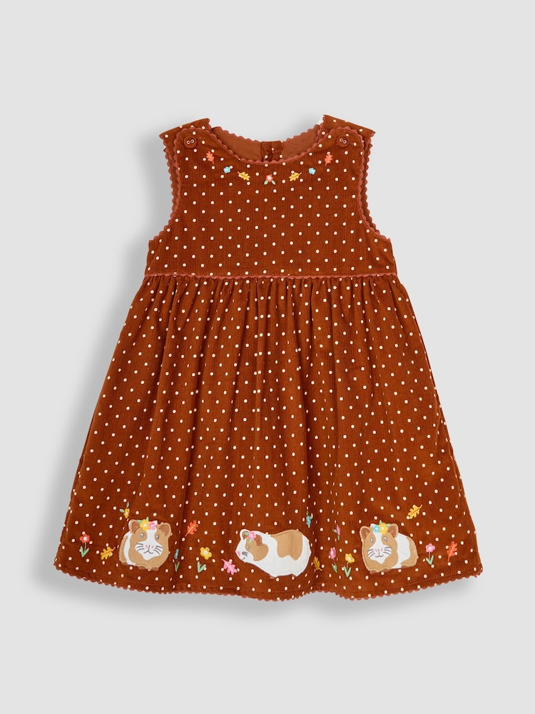 JoJo Maman Bébé Brown Guinea Pig Apploque Cord Dress - Image 1 of 3