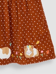 JoJo Maman Bébé Brown Guinea Pig Apploque Cord Dress - Image 3 of 3