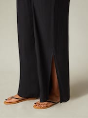 Live Unlimited Black Curve Shirred Waist Wide Leg Trousers - Image 4 of 5