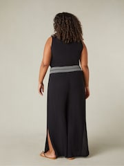 Live Unlimited Black Curve Shirred Waist Wide Leg Trousers - Image 5 of 5