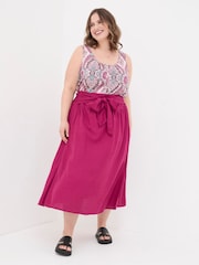 FatFace Sascha Purple Midi Skirt With Linen - Image 3 of 6