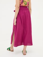 FatFace Sascha Purple Midi Skirt With Linen - Image 4 of 6
