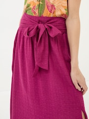 FatFace Sascha Purple Midi Skirt With Linen - Image 5 of 6