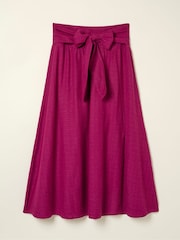 FatFace Sascha Purple Midi Skirt With Linen - Image 6 of 6