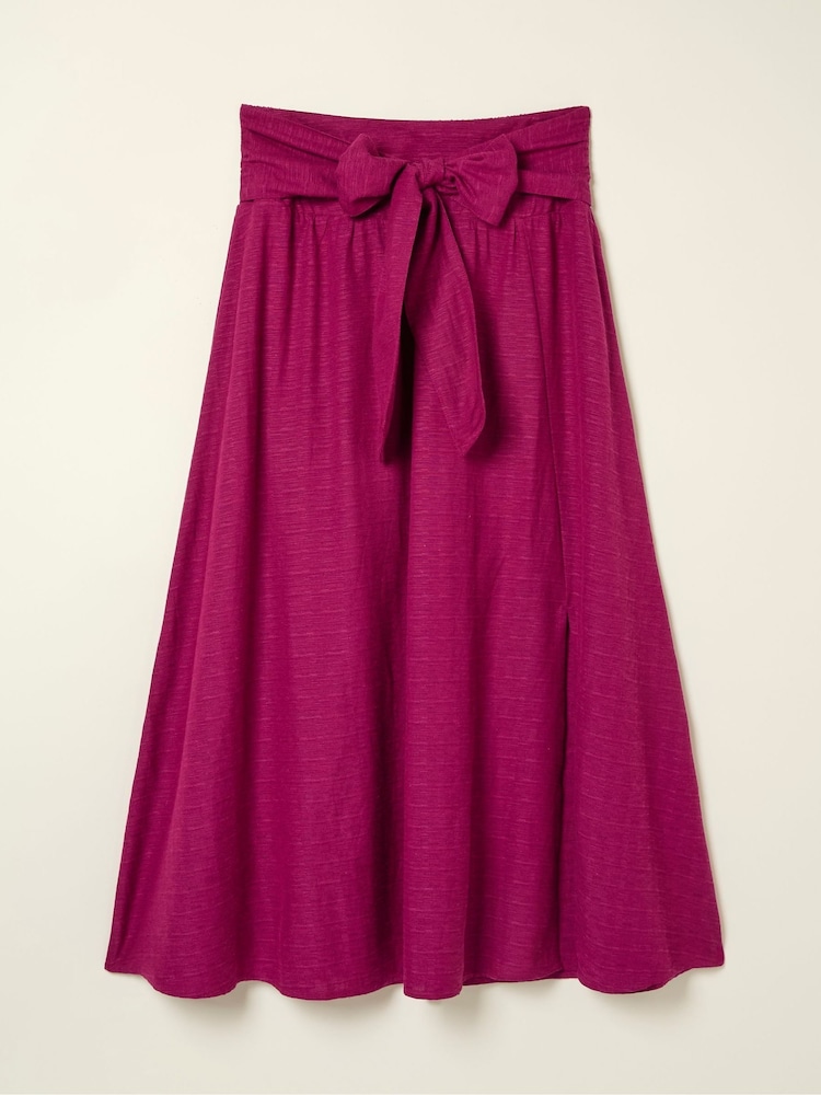FatFace Sascha Purple Midi Skirt With Linen - Image 6 of 6