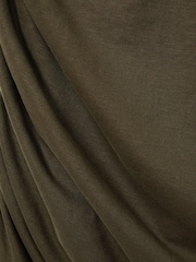 Reiss Khaki Victoria Ruched Jersey Open-Collar Mini Dress - Image 6 of 6
