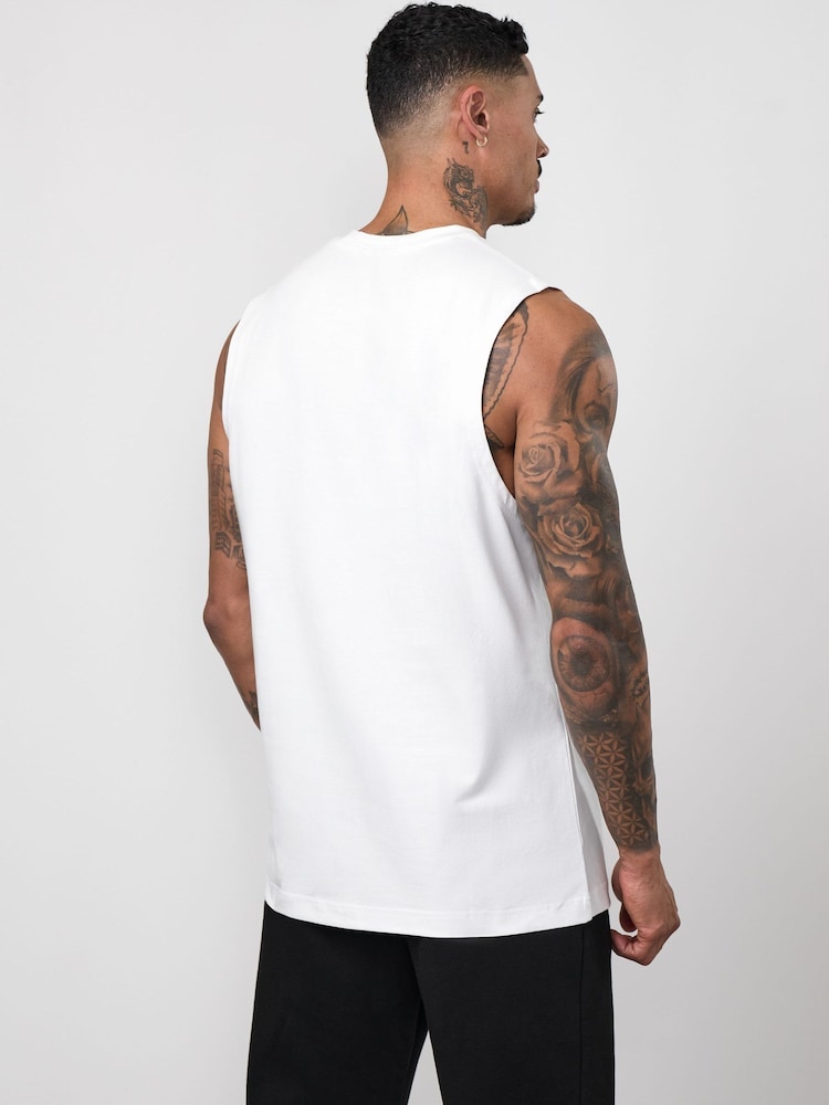 Gym King White Fundamental Linear Jersey Tank - Image 2 of 4