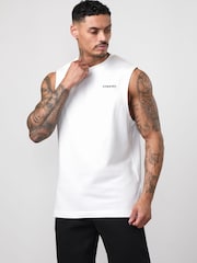 Gym King White Fundamental Linear Jersey Tank - Image 3 of 4
