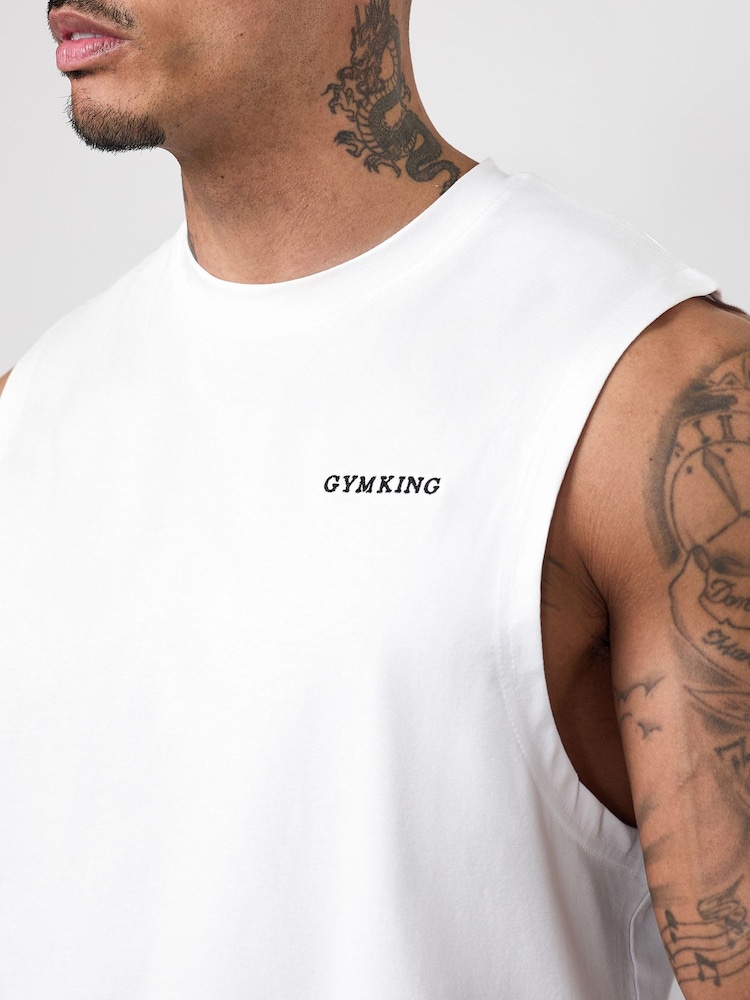 Gym King White Fundamental Linear Jersey Tank - Image 4 of 4
