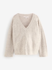 Grey Soft Touch V-Neck Knitted Jumper - Image 5 of 7