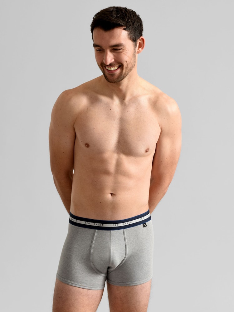 Ted Baker Dark Blue Cotton Trunks 3 Pack - Image 2 of 7