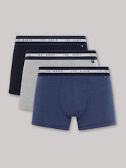 Ted Baker Dark Blue Cotton Trunks 3 Pack - Image 4 of 7