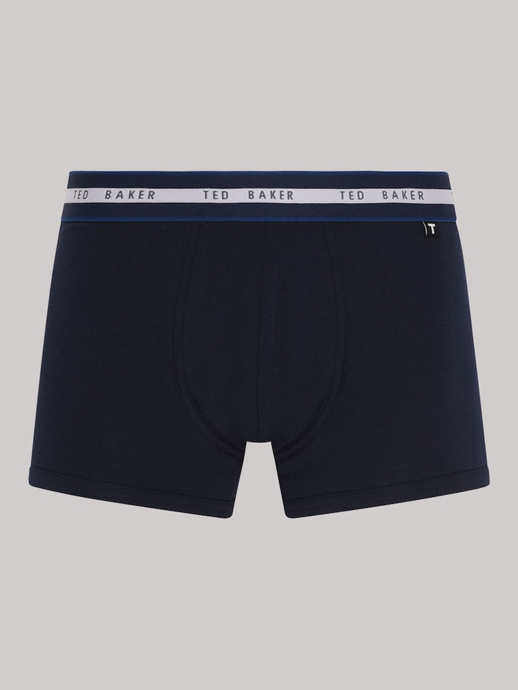 Ted Baker Dark Blue Cotton Trunks 3 Pack - Image 7 of 7