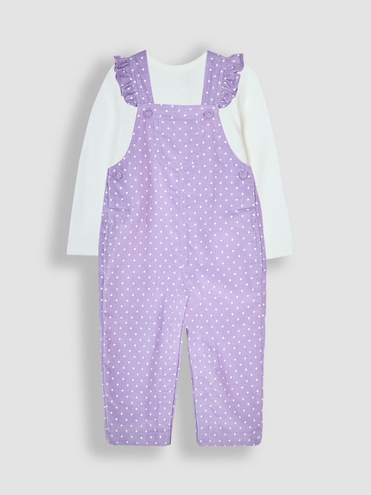 JoJo Maman Bébé Lilac Frill Cord Dungarees And Top Set - Image 1 of 6