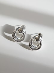 Jon Richard Silver Knotted Door Knocker Earrings - Image 1 of 3