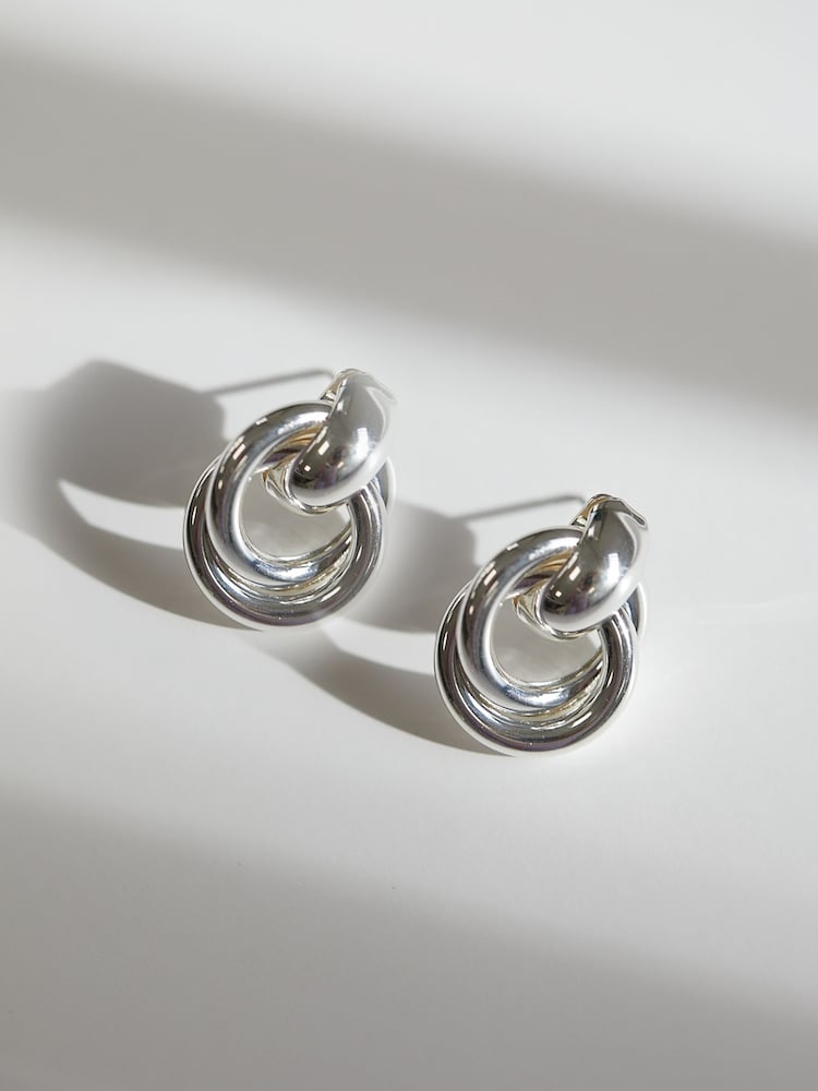 Jon Richard Silver Knotted Door Knocker Earrings - Image 1 of 3