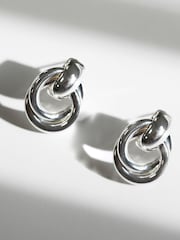 Jon Richard Silver Knotted Door Knocker Earrings - Image 2 of 3