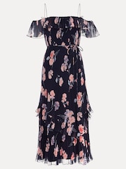 Phase Eight Black Printed Bridie Midi Dress - Image 1 of 6