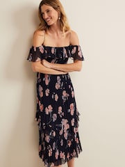 Phase Eight Black Printed Bridie Midi Dress - Image 3 of 6