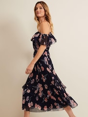 Phase Eight Black Printed Bridie Midi Dress - Image 6 of 6