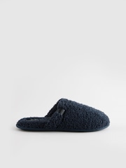 Navy Blue Fleece Mule Slippers - Image 2 of 7