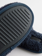 Navy Blue Fleece Mule Slippers - Image 4 of 7